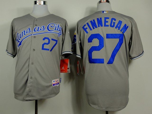 Men Kansas City Royals #27 Finnegan Grey MLB Jerseys->kansas city royals->MLB Jersey